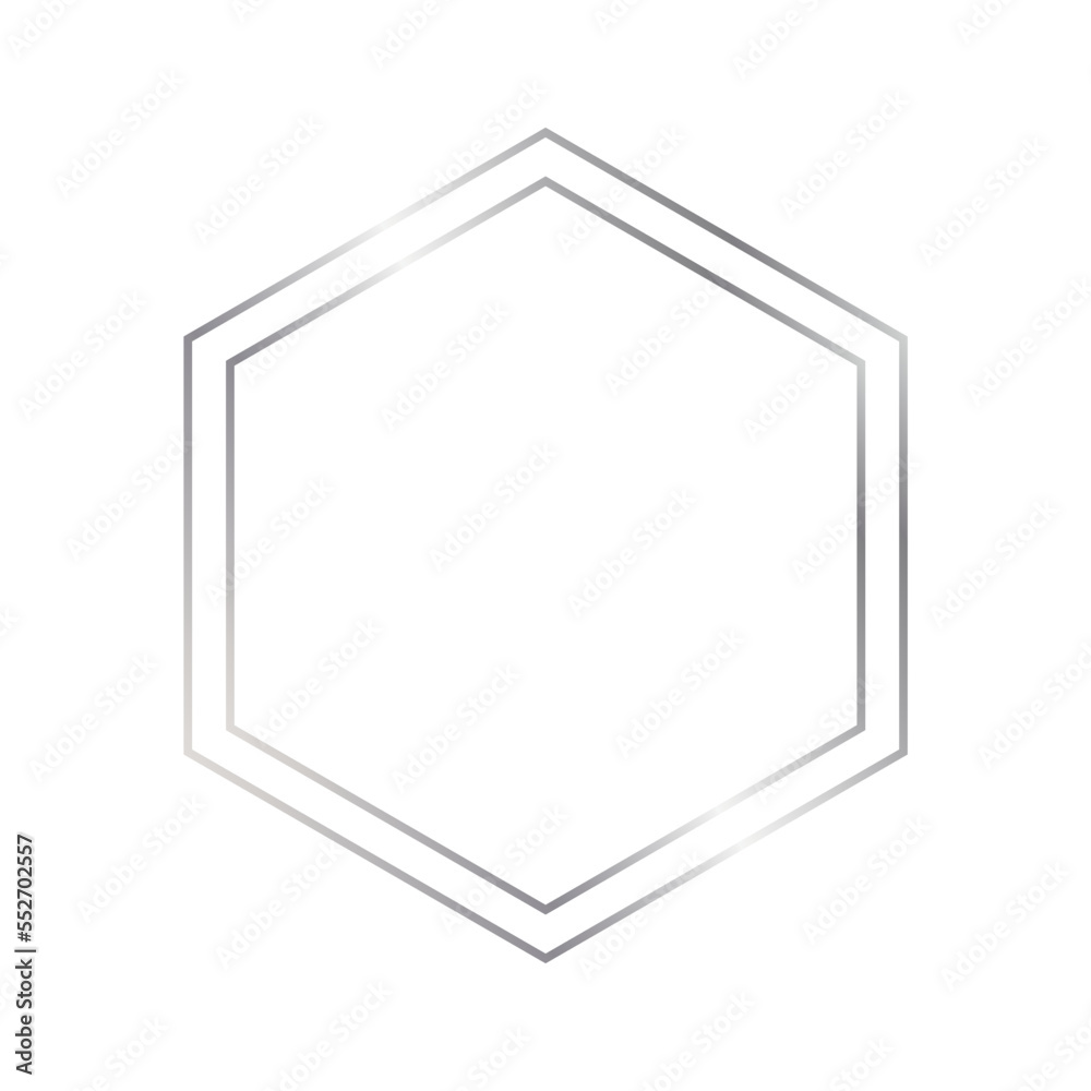 Silver thin double style hexagon luxury frame on the white background. Perfect design for headline, logo and sale banner. Vector illustration Silver thin double style hexagon luxury frame on the white background. Perfect design for headline, logo and sale banner. Vector illustration