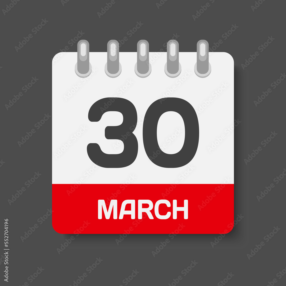 Icon page calendar day - 30 March Icon page calendar day - 30 March