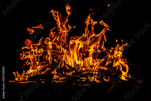 Wood fire with vibrant yellow and orange colors