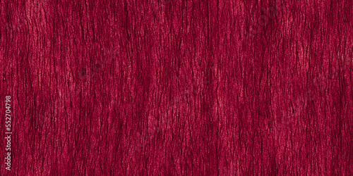 Seamless closeup tree trunk bark background texture in Viva Magenta (PANTONE 18-1750) 2023 color of the year. Monochrome crimson carmine red rough grunge natural wood backdrop pattern. 3D rendering.