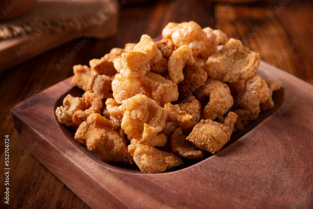 Chicharrones. Deep fried pork rinds, crispy pork skin pieces