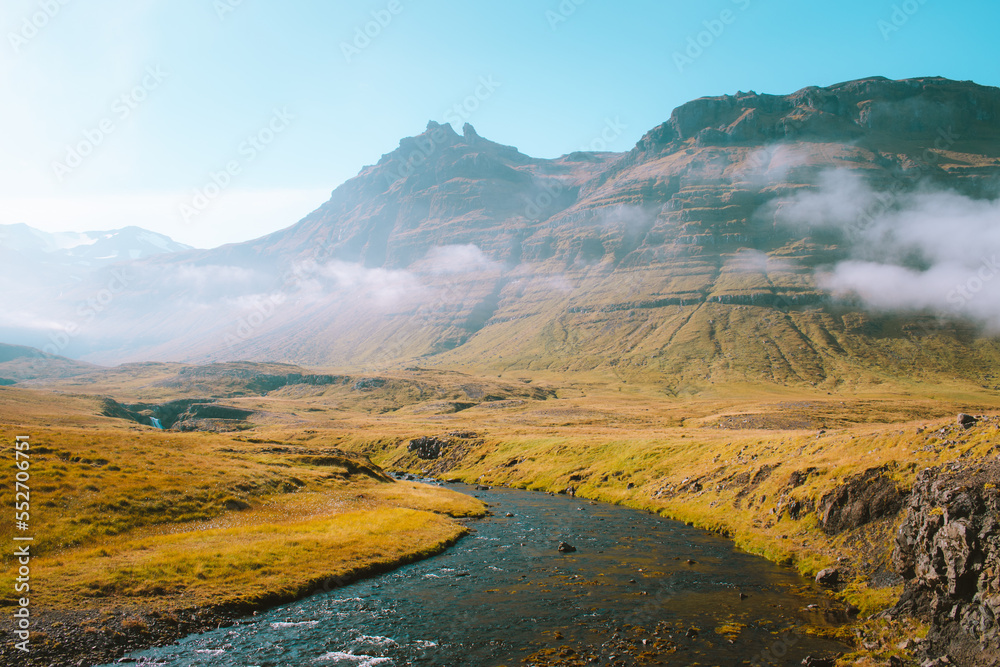 River near Kirkjufell Mountain on the Snæfellsnes Peninsula, Iceland