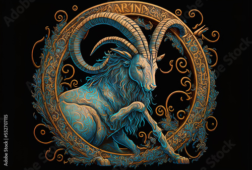 painting depiction of the Capricorn sign the capricorn zodiac emblem astrology raster picture. Generative AI