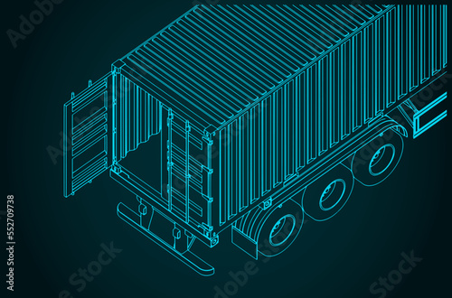 Container trailer close-up