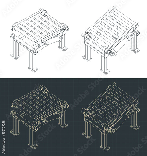 Conveyor lifting mechanism isometric blueprints