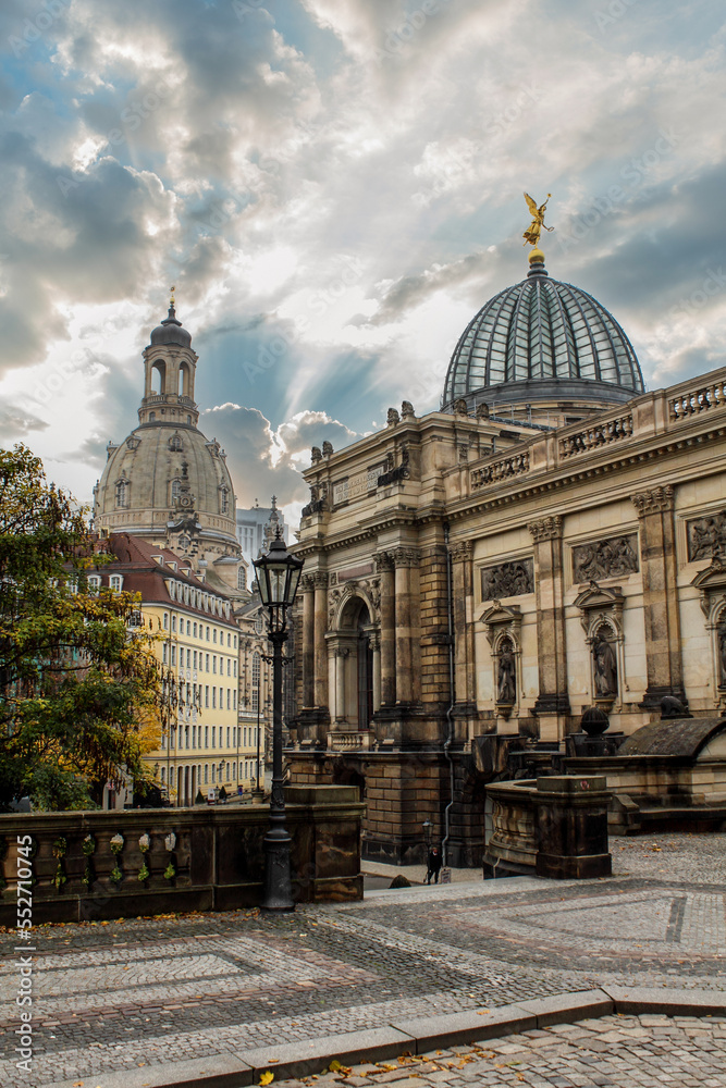 The center of Dresden with the cupola of the iconic Frauenkirche