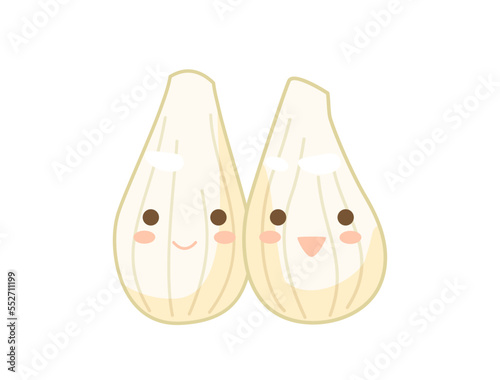 らっきょうやラッキョウの甘酢漬けをキャラクターにしたイラスト