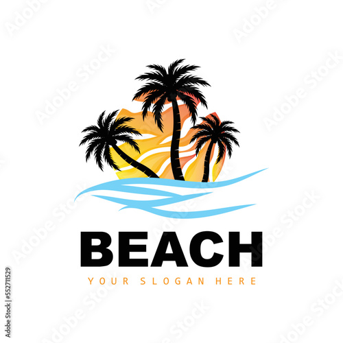 Wallpaper Mural Coconut Tree Logo With Beach Atmosphere, Beach Plant Vector, Sunset View Design Torontodigital.ca