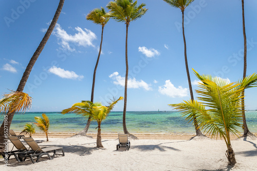 Bavaro Tropical beach in Punta Cana, Caribbean sea, Dominican Republic