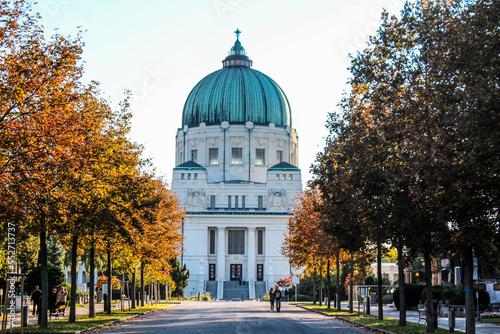 VIENNA, AUSTRIA - OCTOBER 06, 2022 - Beautiful church of the Central cemetery in Vienna
