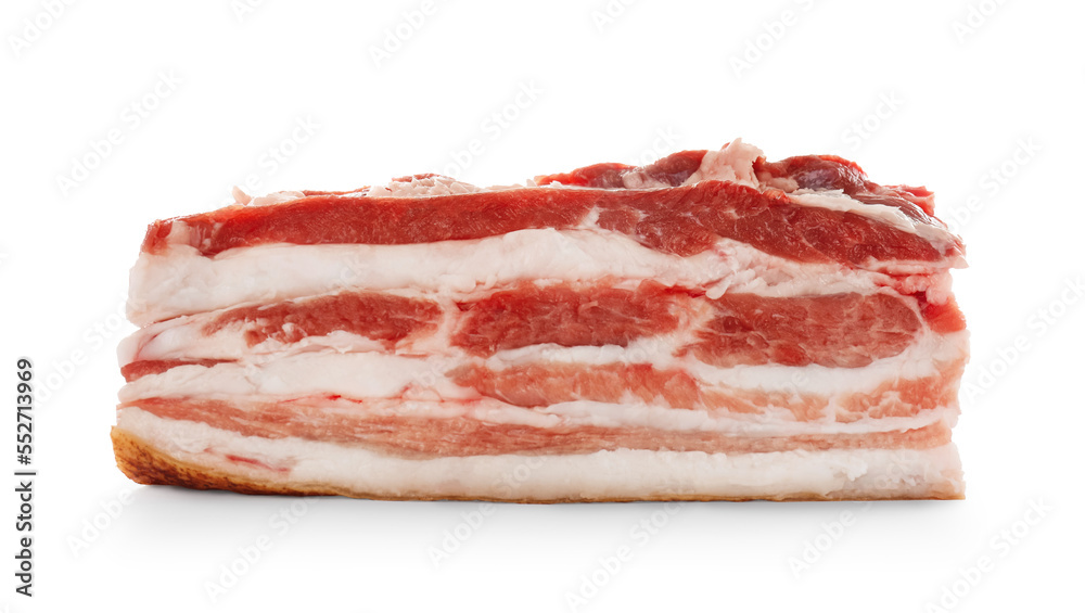 Piece of pork fatback isolated on white