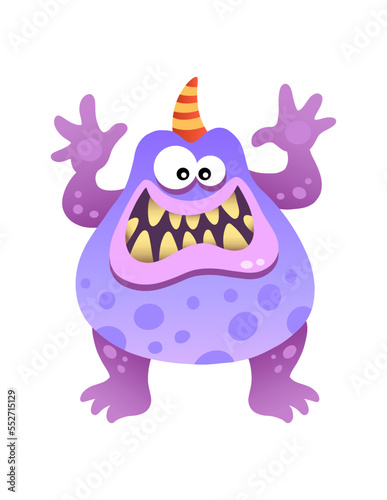 Funny frog cartoon monster
