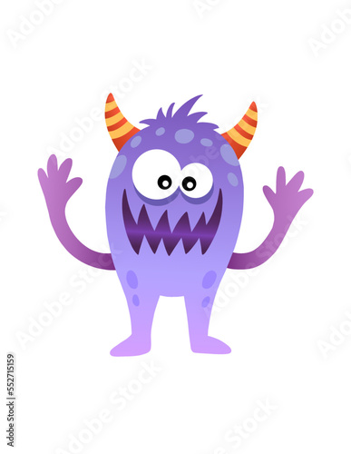 Scary monster cartoon with horns
