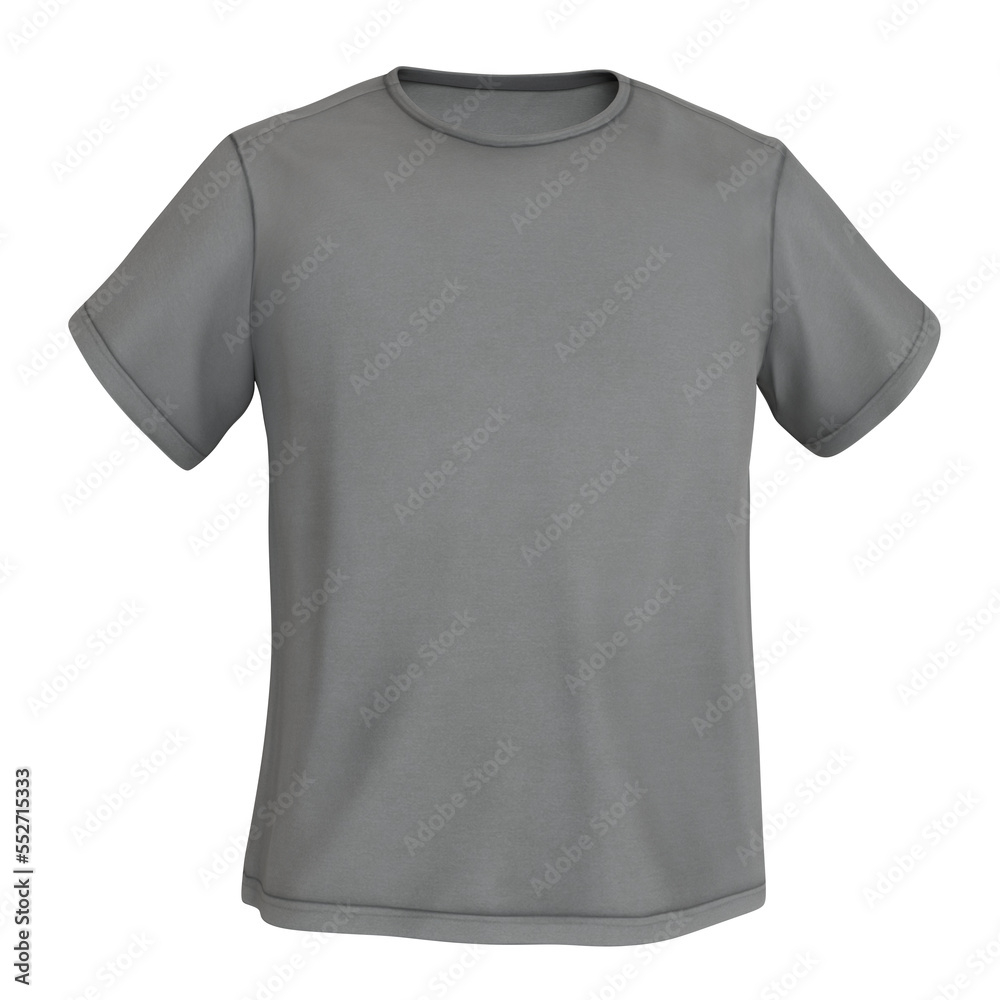gray t-shirt plain design mockup blank shirt isolated on white background nobody 3D illustration gray t-shirt plain design mockup blank shirt isolated on white background nobody 3D illustration