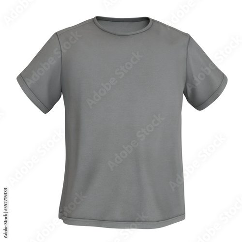 gray t-shirt plain design mockup blank shirt isolated on white background nobody 3D illustration
