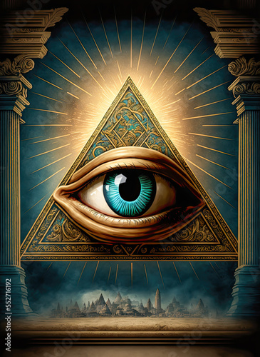 Fotografie The Eye of Providence, vertical. Generative AI