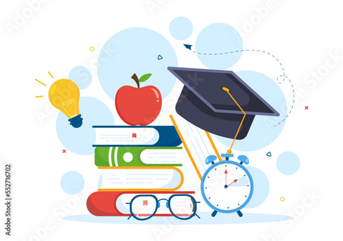 Education and knowledge Books for Learning Suitable for poster, Web and Mobile Services in Flat Style Cartoon Hand Drawn Templates Illustration