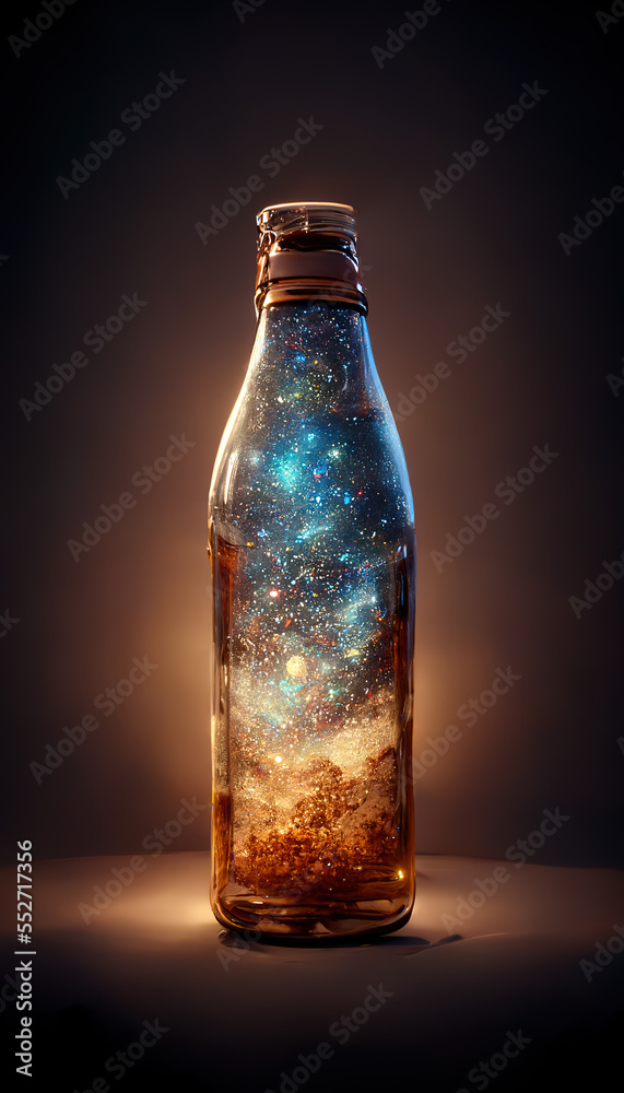 Luminoso universo encerrado en una botella de vidrio. Luminoso universo encerrado en una botella de vidrio.