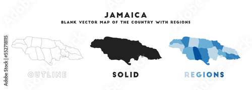 Jamaica map. Borders of Jamaica for your infographic. Vector country shape. Vector illustration.