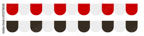 Red and black carnival awning border. Flat vector illustration isolated on white