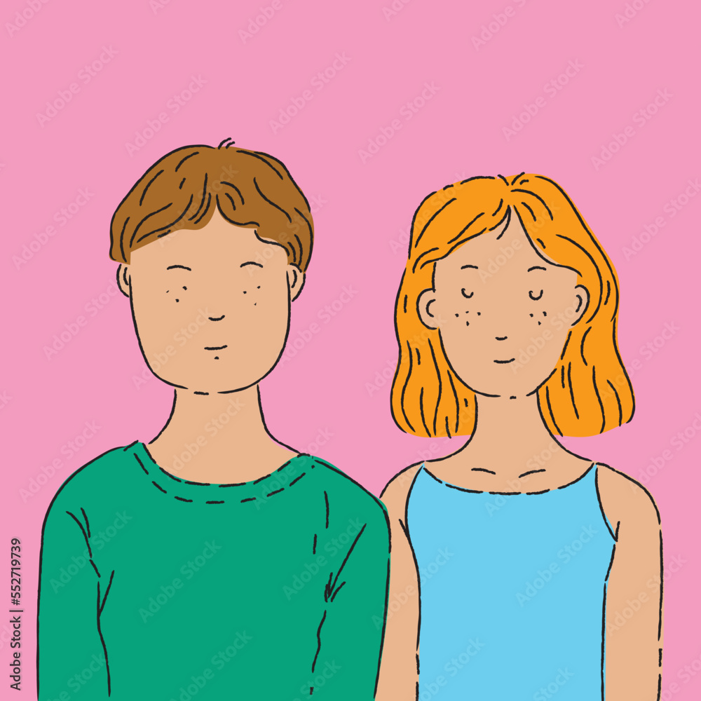 Girl, man cartoon character vector illustration. Girl, man cartoon character vector illustration.