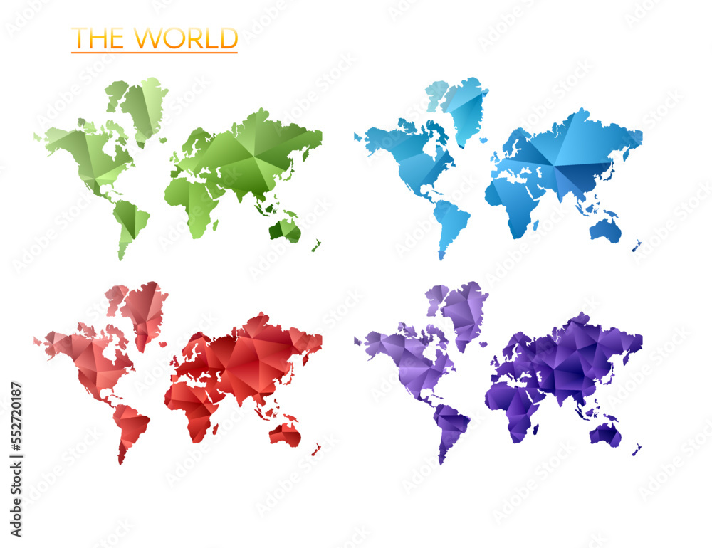 set-of-vector-polygonal-maps-of-the-world-bright-gradient-map-of-world