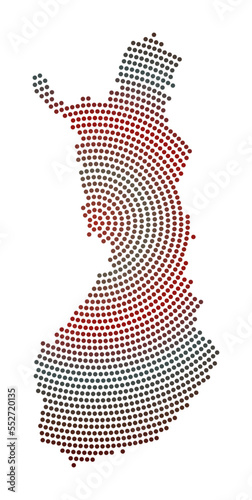 Finland dotted map. Digital style shape of Finland. Tech icon of the country with gradiented dots. Elegant vector illustration.