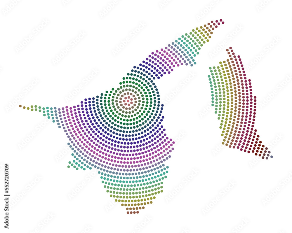 Brunei dotted map. Digital style shape of Brunei. Tech icon of the country with gradiented dots. Beautiful vector illustration. Brunei dotted map. Digital style shape of Brunei. Tech icon of the country with gradiented dots. Beautiful vector illustration.