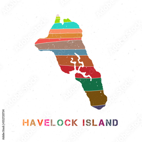 Havelock Island map design. Shape of the island with beautiful geometric waves and grunge texture. Charming vector illustration. photo
