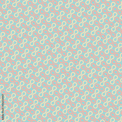 Seamless Diagonal Infinite Swirl Pattern in Yellow Pink and Blue