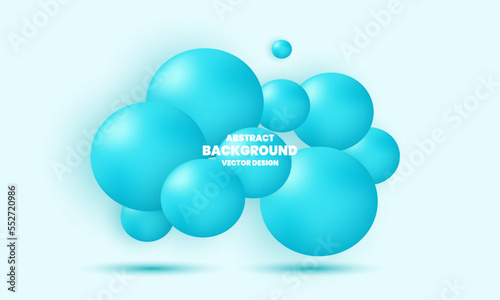 illustration abstract falling 3d blue balls isolated on background