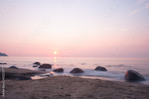 Beautiful sunset at Shimasakurai, Itoshima, Fukuoka, Japan photo