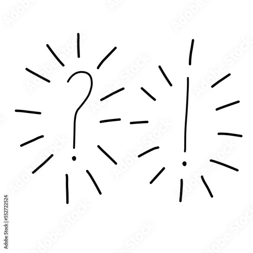 Set of handwritten question marks and exclamation point