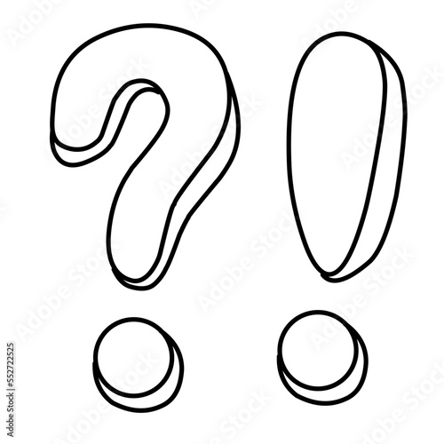 Set of handwritten question marks and exclamation point