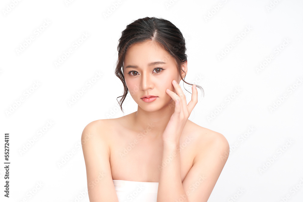 Beautiful young asian woman with clean fresh skin on white background, Face care, Facial treatment, Cosmetology, beauty and spa, Asian women portrait. Beautiful young asian woman with clean fresh skin on white background, Face care, Facial treatment, Cosmetology, beauty and spa, Asian women portrait.