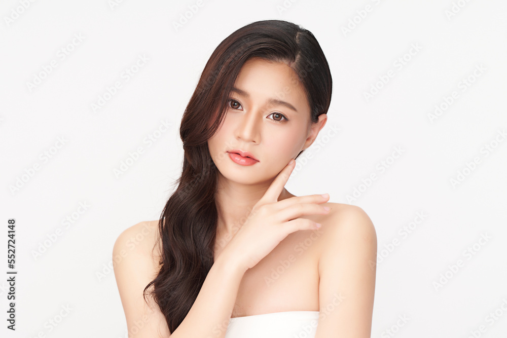Beautiful young asian woman with clean fresh skin on white background, Face care, Facial treatment, Cosmetology, beauty and spa, Asian women portrait. Beautiful young asian woman with clean fresh skin on white background, Face care, Facial treatment, Cosmetology, beauty and spa, Asian women portrait.
