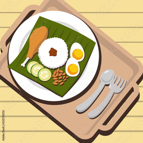 Nasi lemak flat style illustration vector design photo