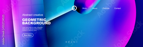 Overlapping geometric shapes background. 3D shadow effects and fluid gradients. Modern abstract forms