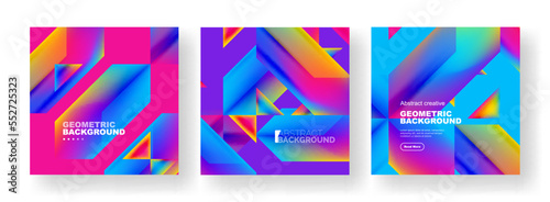 Set of abstract backgrounds. Overlapping geometric elements composition. Vector Illustration For Wallpaper, Banner, Background, Card, Book Illustration, landing page © antishock
