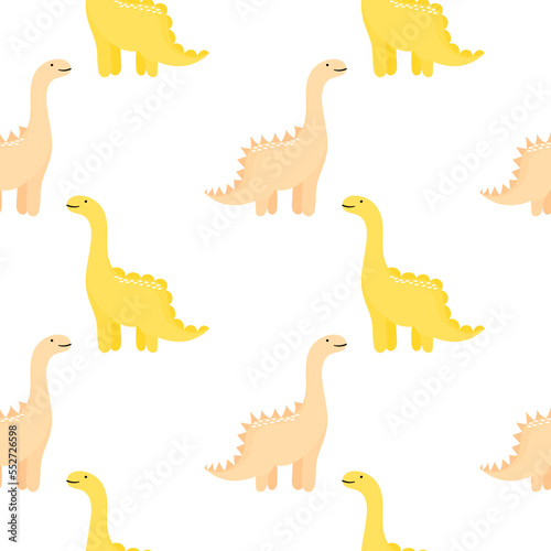 dinosaur illustration seamless pattern on a white background