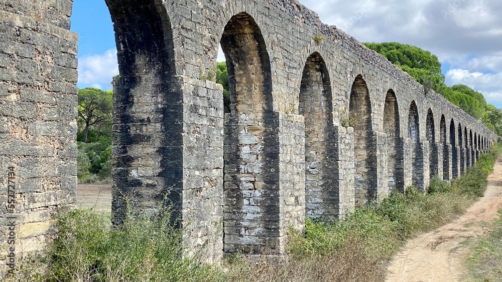 Naklejka premium Tomar Aqueduct templar castle Portugal historic 