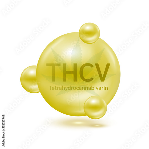 Marijuana extract Tetrahydrocannabivarin (THCV) isolated on white background. Vector EPS10. Alternative herbs. Medical and scientific concepts.