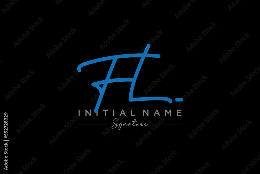 Initial FL signature logo template vector. Hand drawn Calligraphy lettering Vector illustration.
