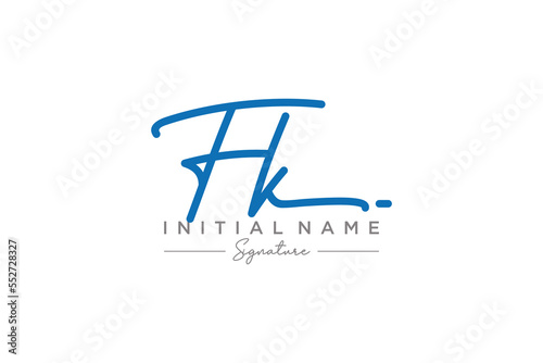 Initial FK signature logo template vector. Hand drawn Calligraphy lettering Vector illustration. 