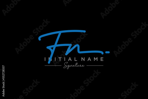 Initial FN signature logo template vector. Hand drawn Calligraphy lettering Vector illustration. 