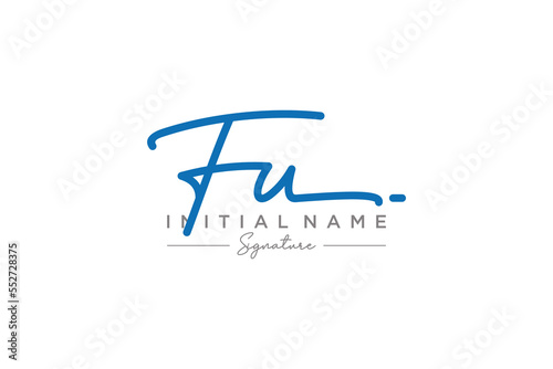 Initial FU signature logo template vector. Hand drawn Calligraphy lettering Vector illustration. 