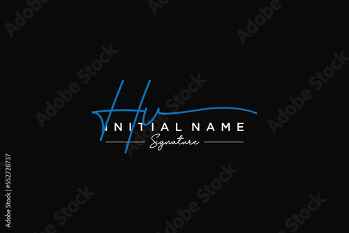 Initial HV signature logo template vector. Hand drawn Calligraphy lettering Vector illustration. 