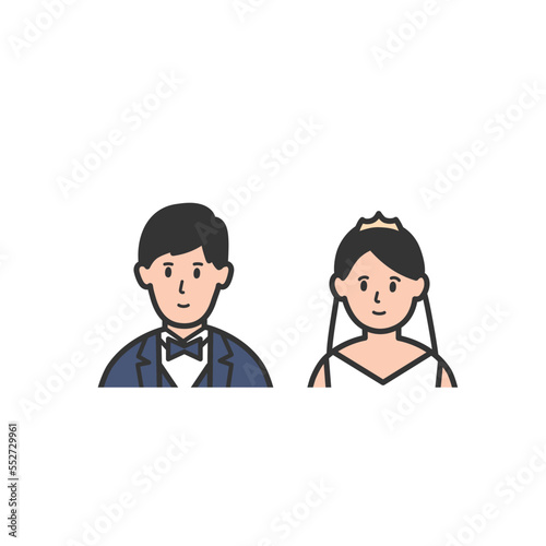 新郎新婦の上半身イラスト