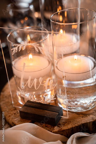 candles on the table, holiday decorations