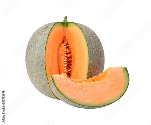 cantaloupe melon slices isolated on transparent png